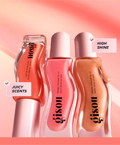 Three different lip oil bottles.
