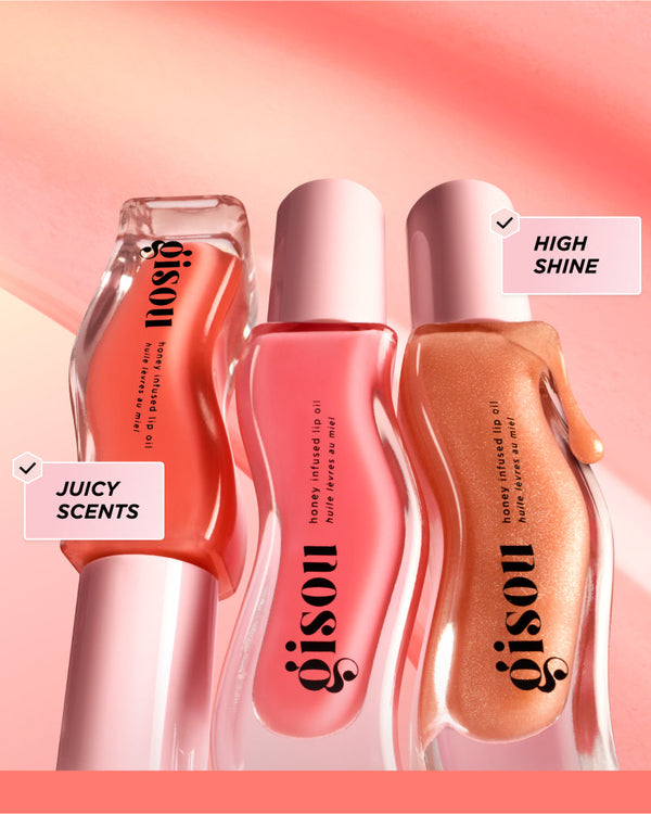 Three different lip oil bottles.