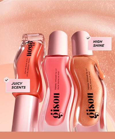 Three different lip oil bottles.