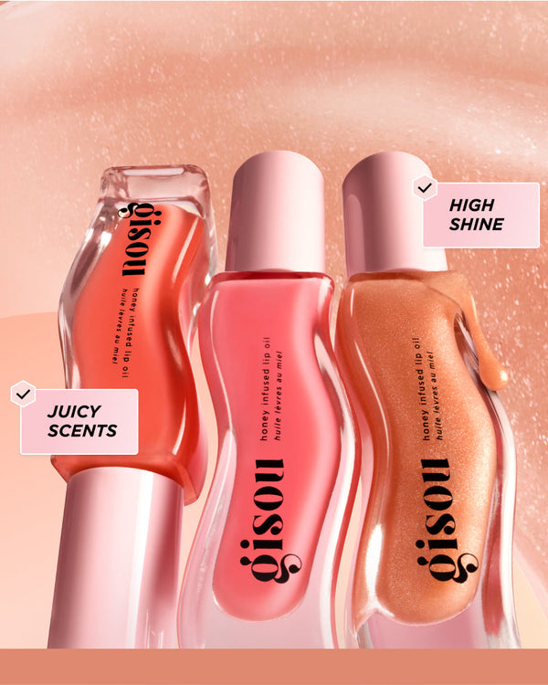 Three different lip oil bottles.