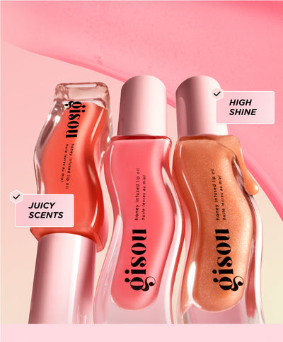Three different Gisou lip oils.