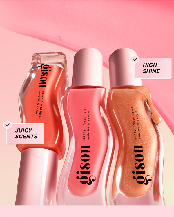 Three different Gisou lip oils.