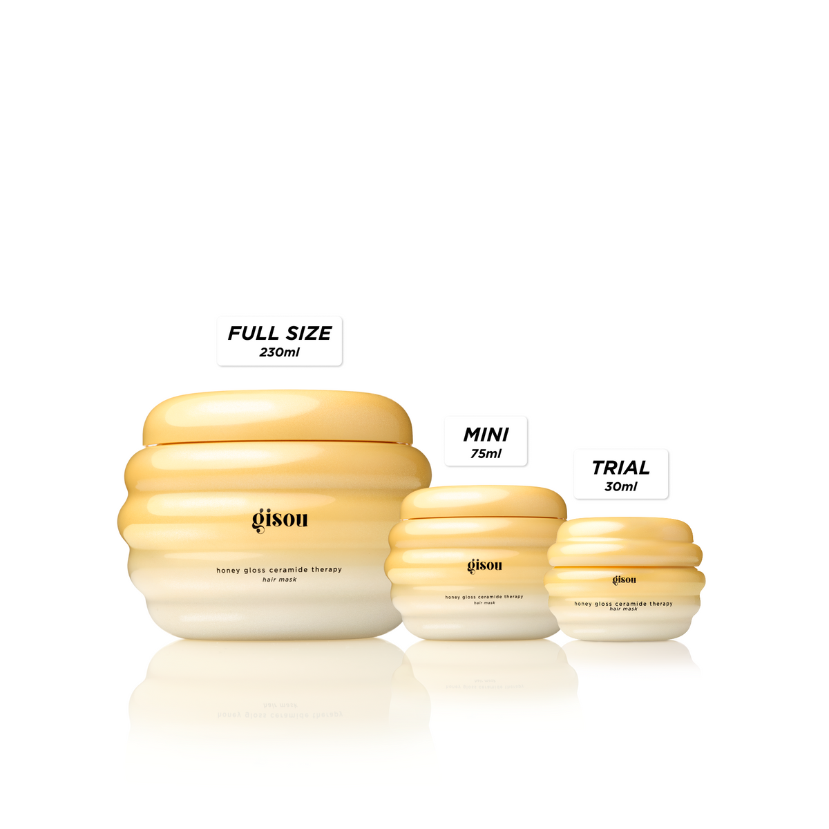 Gisou Honey Gloss Ceramide Therapy Hair Mask (15ml) on a white background.
