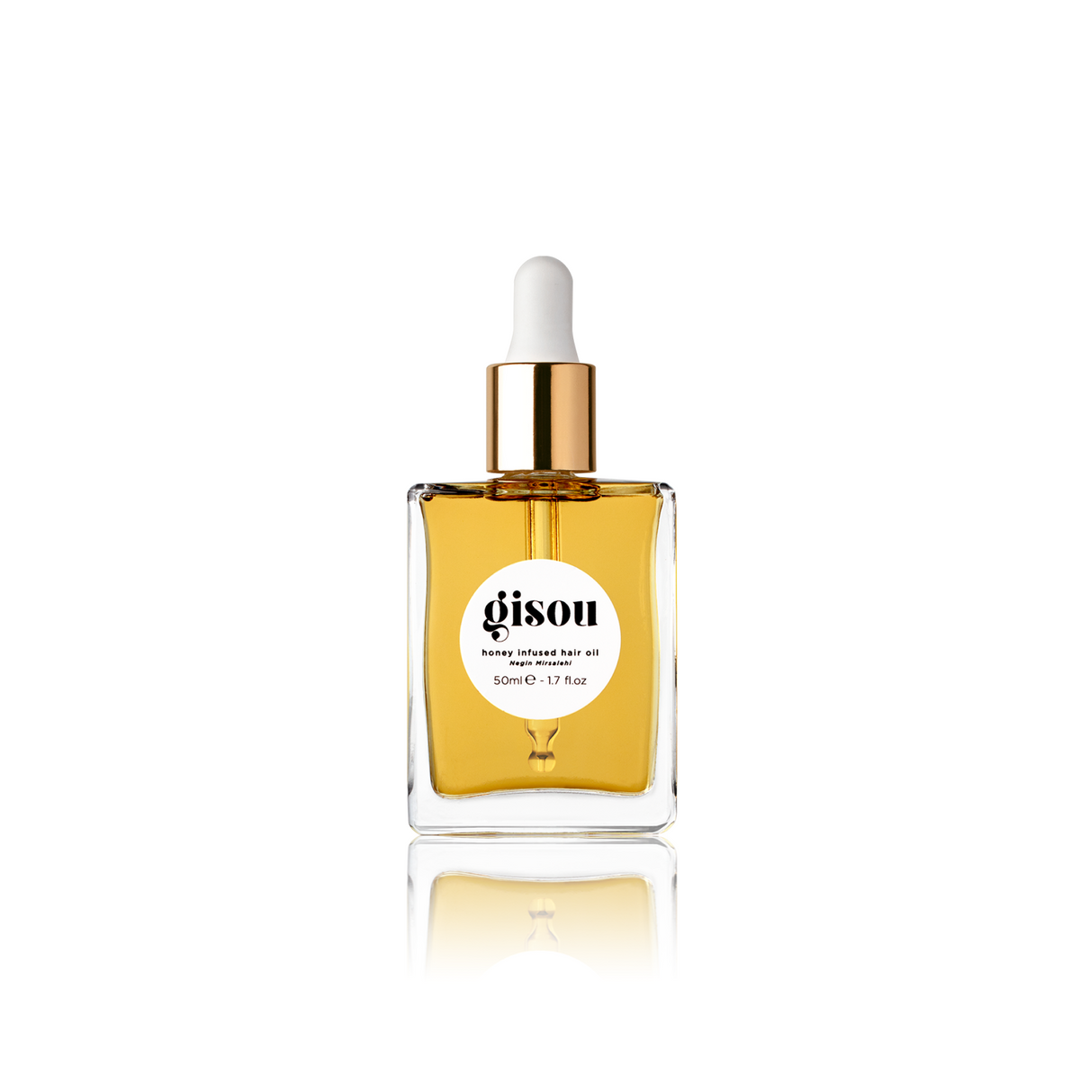 Gisou Honey Infused Hair Oil (50ml) on a white background.