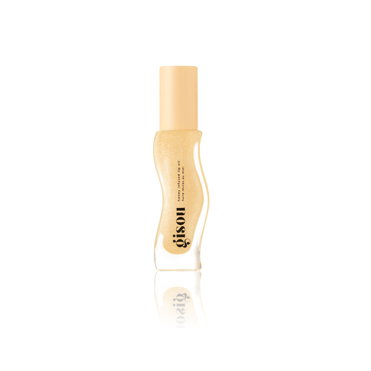 Pineapple Pout Honey Infused Lip Oil bottle on a clean background, showing a sheer milky yellow shade with fine golden shimmer.