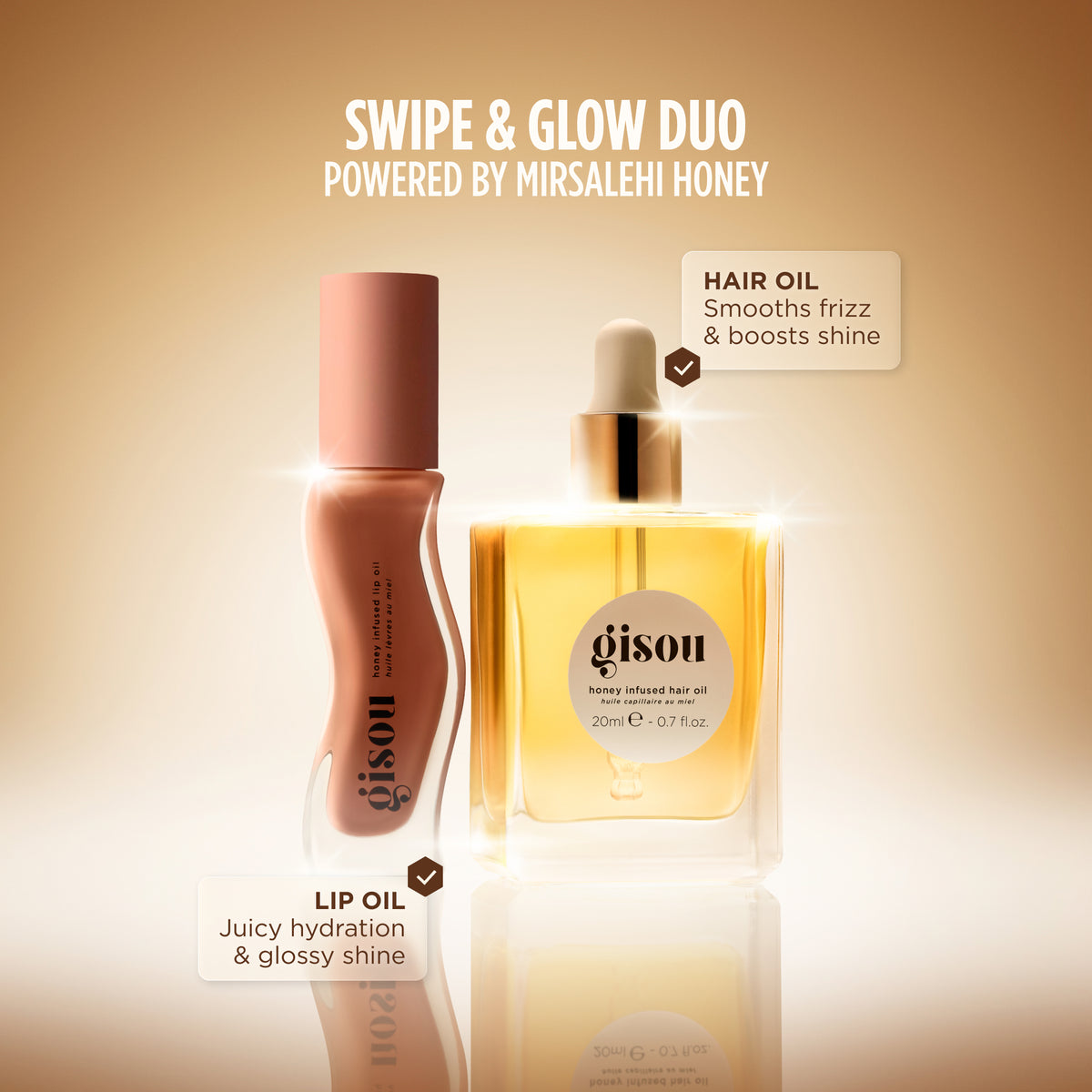 Gisou duo: hair oil labeled 