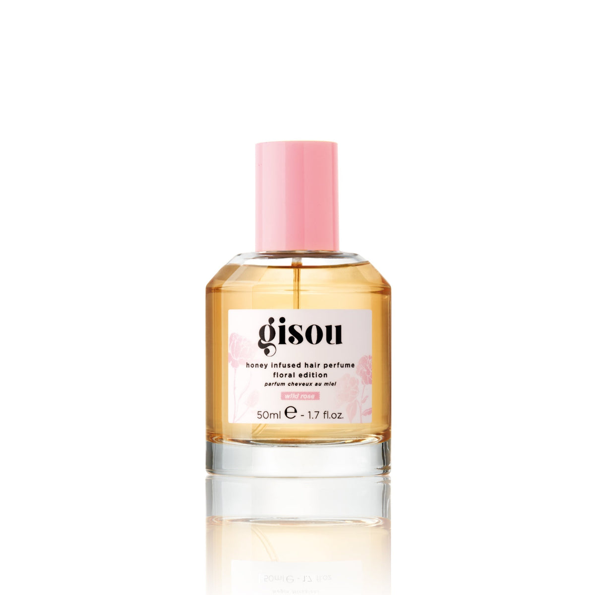 Gisou Honey Infused Hair Perfume Wild Rose 50ml bottle.