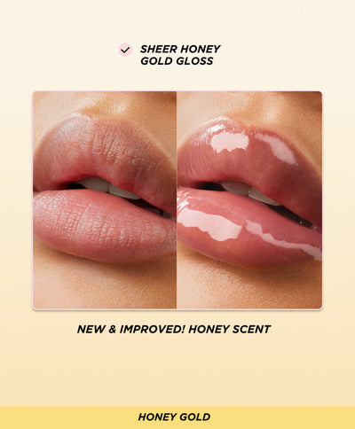 Before and after lip oil application.