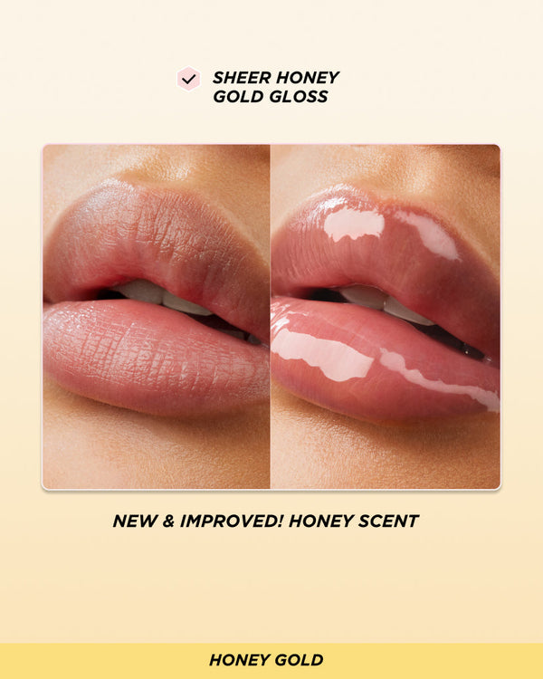 Before and after lip oil application. 