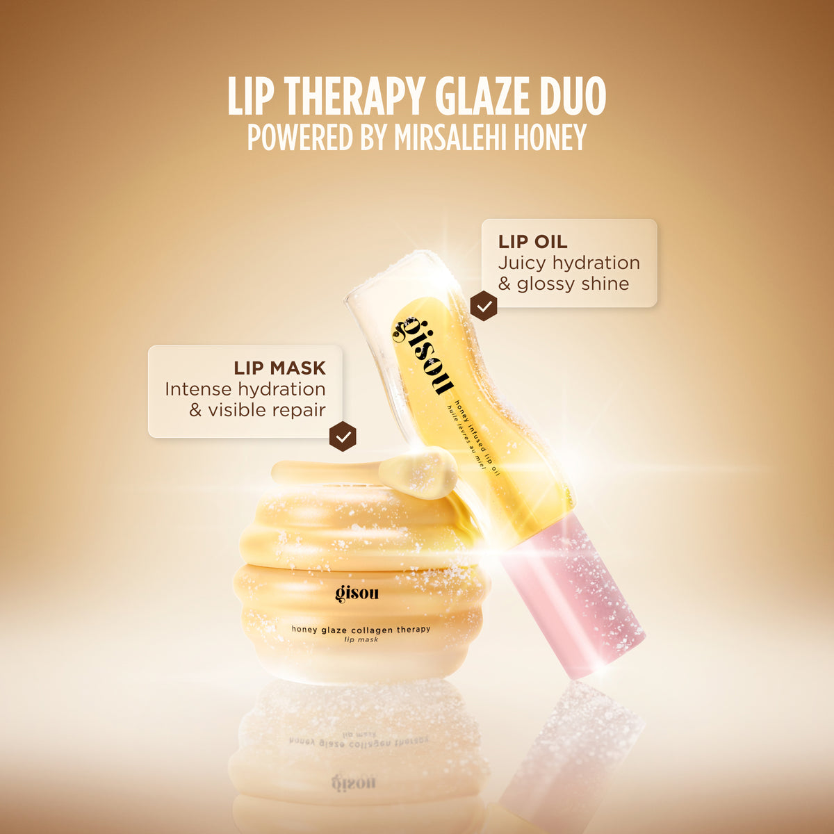 Gisou duo: Honey Infused Lip Oil labeled 