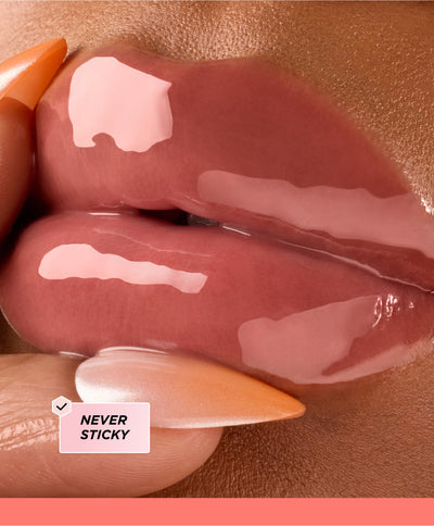 Lip oil swatch close up.