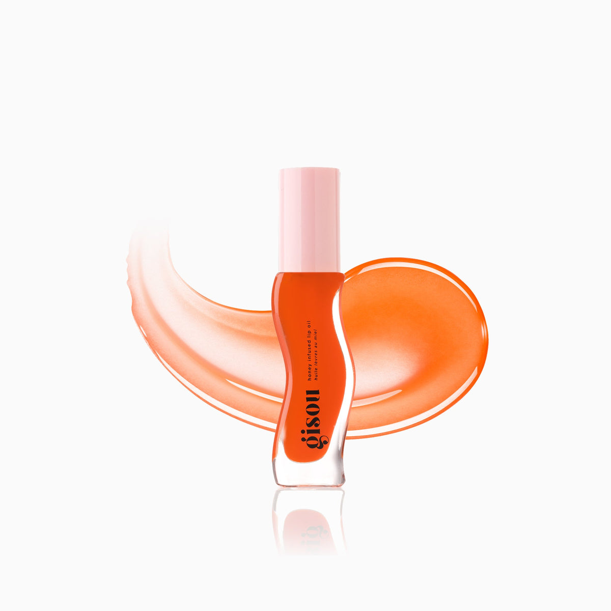 Orange lip oil including swatch.