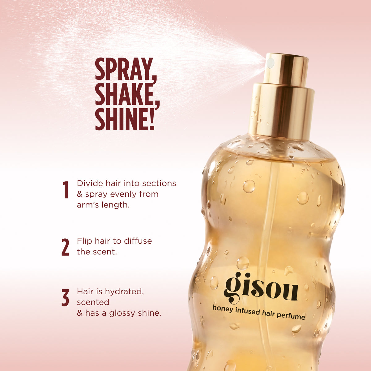 Gisou Cherry Chocolate hair perfume bottle, labeled 