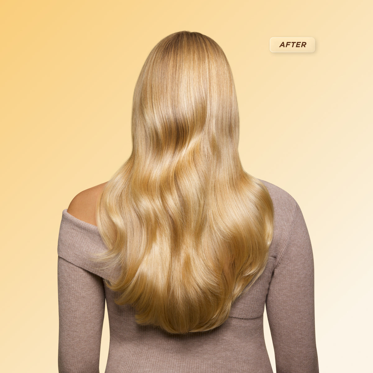 After: Smoother, shinier, and more polished hair after using Gisou Honey Gloss Ceramide Therapy Hair Mask.