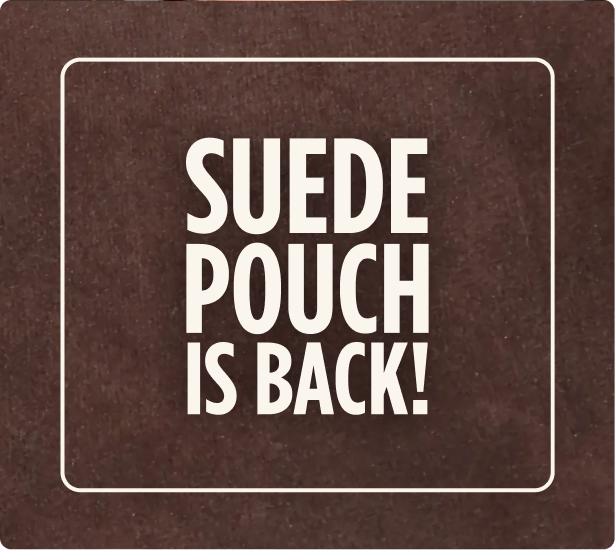 Suede Pouch is back! on brown suede