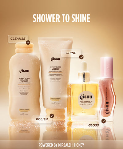 Gisou Shower to Shine Kit: mini shampoo labeled 
