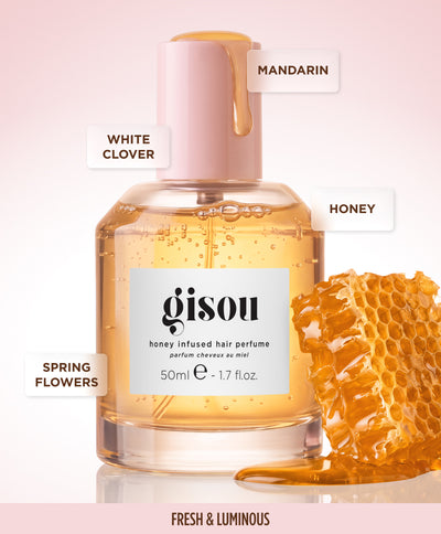 Wildflower Honey bottle with honeycomb, notes: mandarin, spring flowers, honey & white clover.