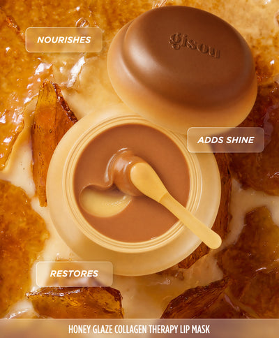 Gisou Crème Brûlée Lip Mask jar with its applicator