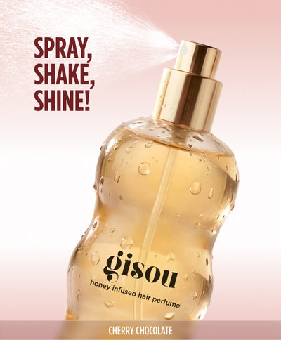 Gisou Cherry Chocolate hair perfume bottle, labeled 