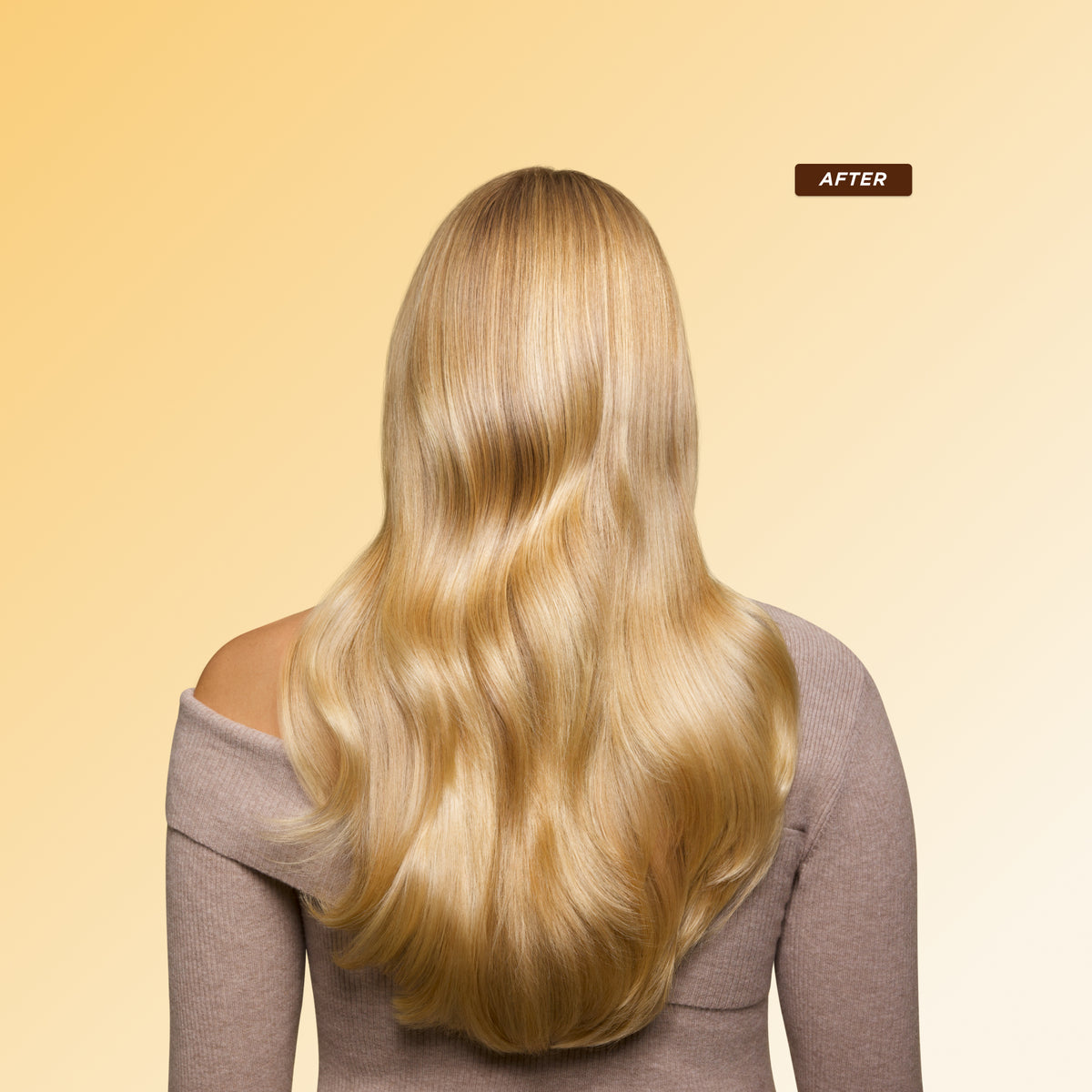 After: Smoother, shinier, and more polished hair after using Gisou Honey Gloss Ceramide Therapy Hair Mask.