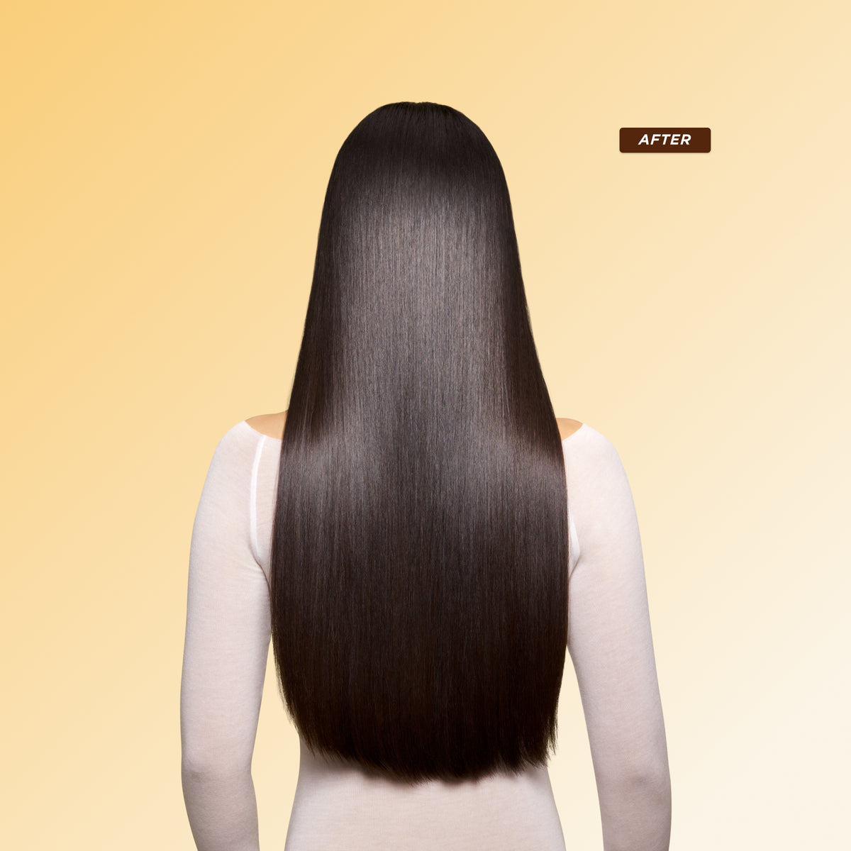 After: Sleeker, smoother, and shinier hair after using Gisou Honey Gloss Ceramide Therapy Hair Mask.