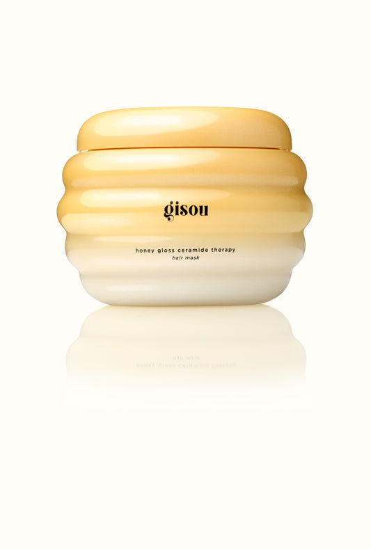 Gisou Honey Gloss Ceramide Therapy Hair Mask on white.