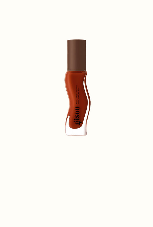 Gisou Honey Infused Lip Oil in Cherry Chocolate on white.