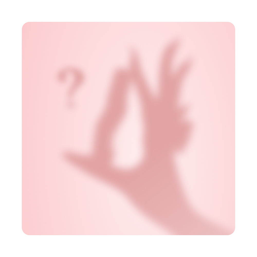 Gisou mystery lip oil shown as a hand shadow with a question mark on pink