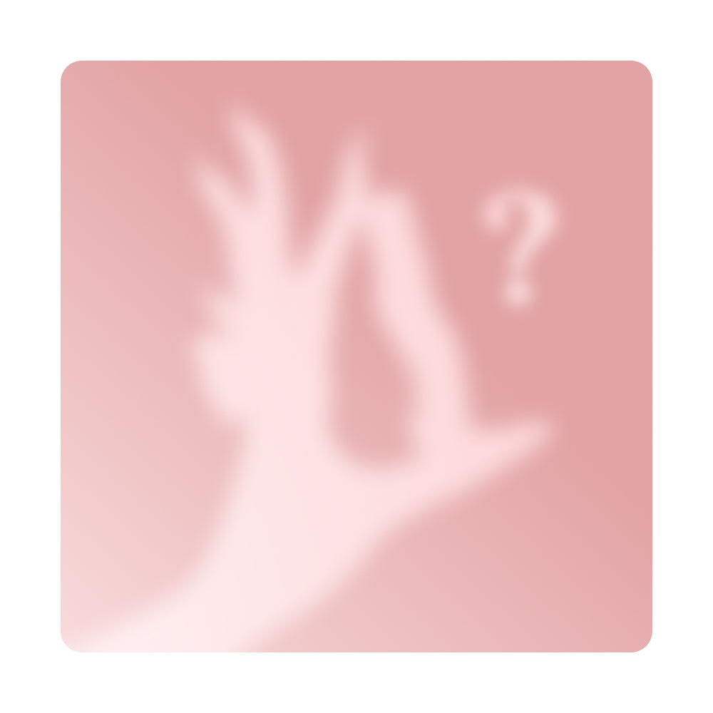 Gisou mystery lip oil shown as a hand shadow with a question mark on pink