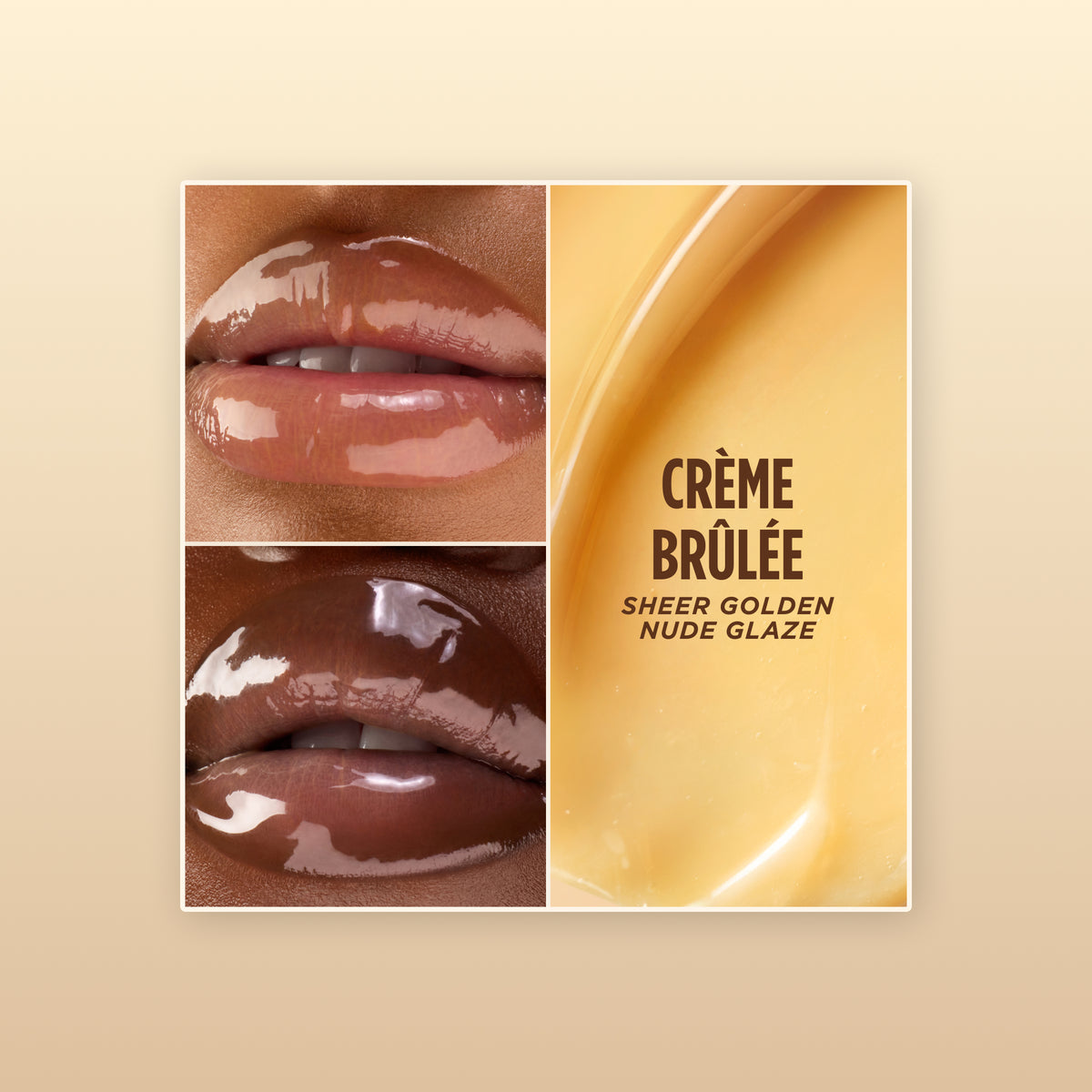 Gisou lip mask shade Crème Brûlée: sheer golden nude glaze