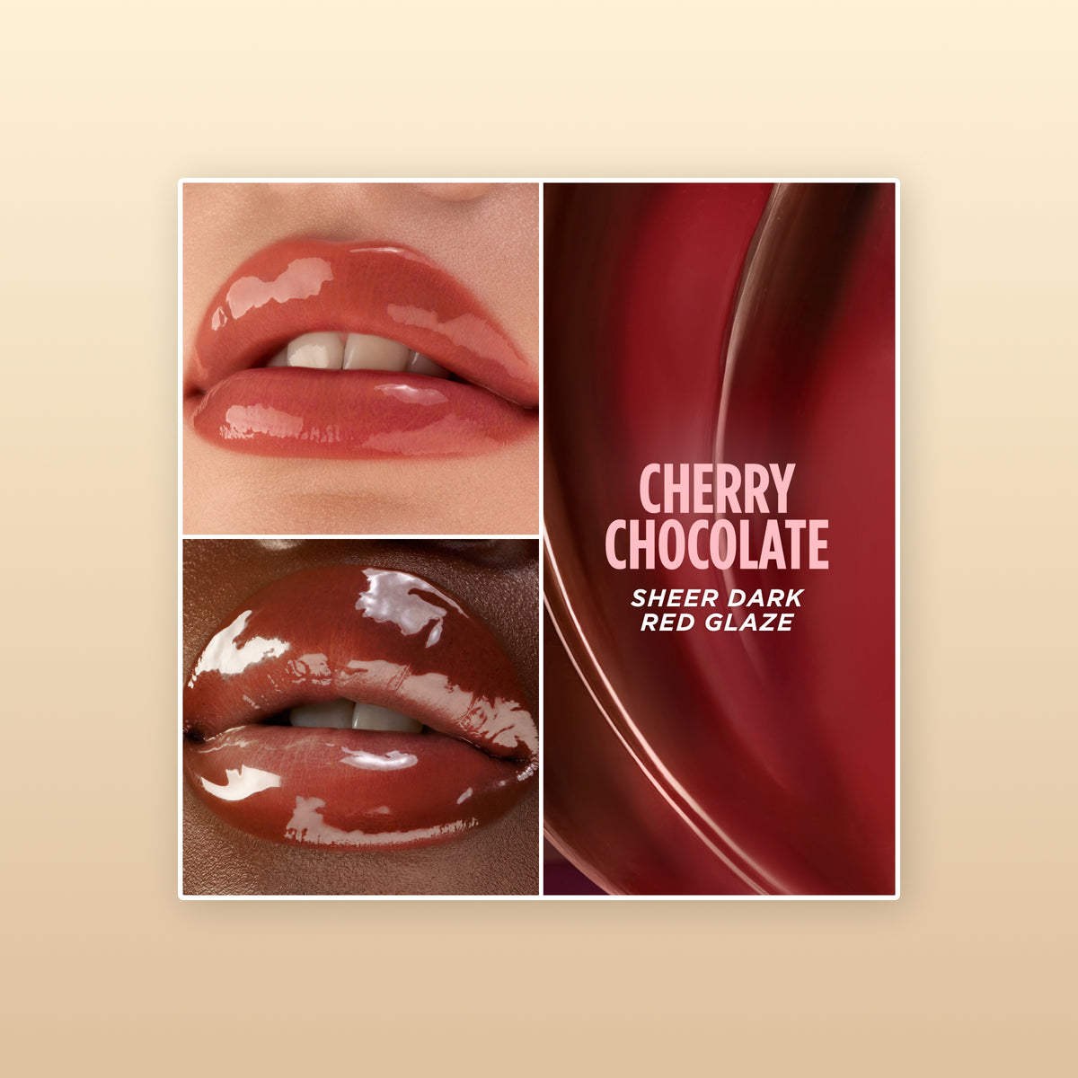 Gisou lip mask shade Cherry Chocolate: sheer dark red glaze