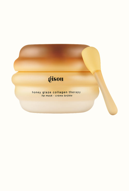 Gisou Crème Brûlée Lip Mask jar with its applicator