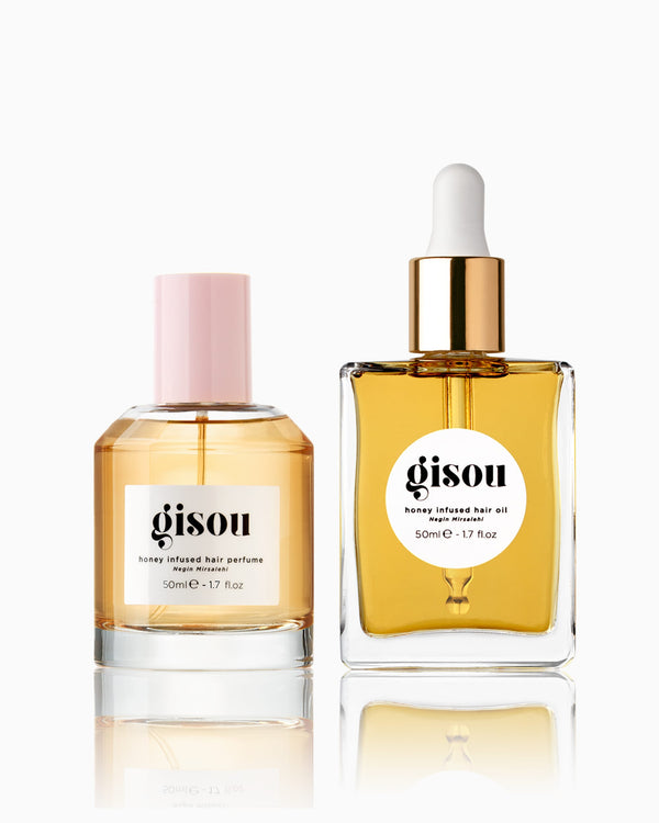 Combo set of the Honey Infused Hair oil and Hair perfume next to each other